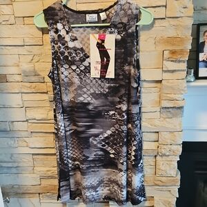 Women with Control Black and Gray Patterned Tank Top